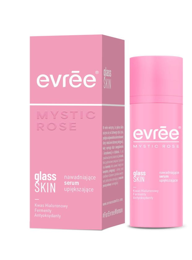 Evree_ MysticRose GlassSkin nawadniajace serum upiekszajace_kartonik +butelka_30ml_final SKI0086