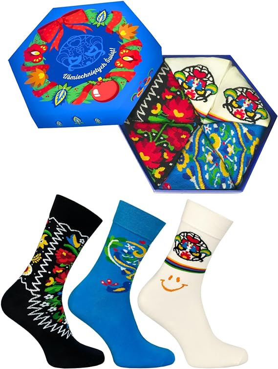 Rainbow Socks - folkowe skarpetki świąteczne w pudełku prezentowym