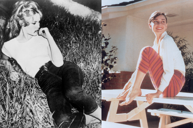 Brigitte Bardot i Audrey Hepburn w spodniach typu capri