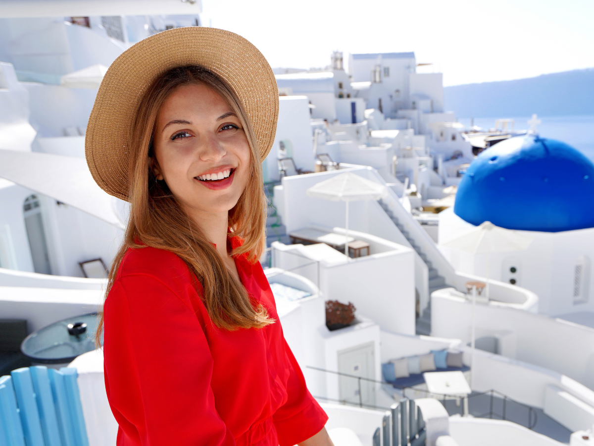 kobieta na Santorini