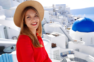 kobieta na Santorini
