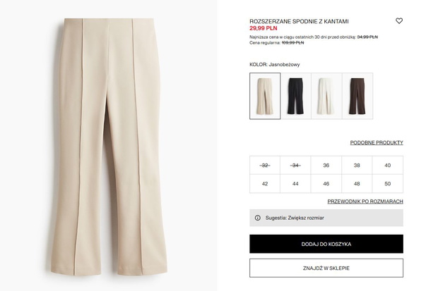 Spodnie w kant z H&M