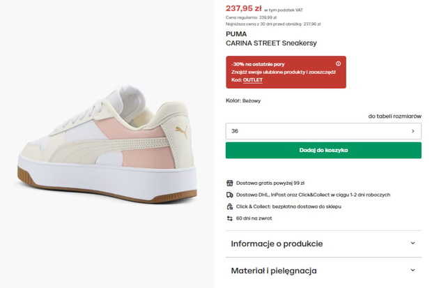 Pastelowe sneakersy Puma