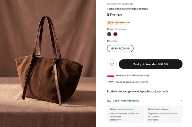 Zamszowa shopperka z Sinsay