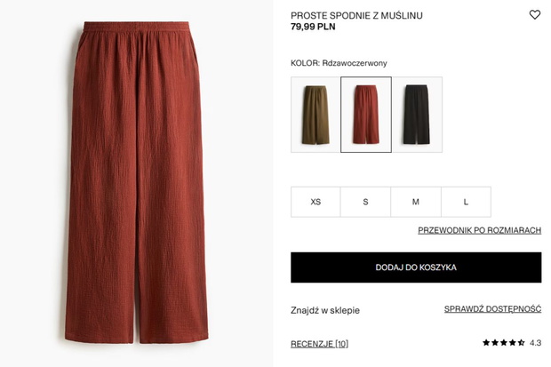 Muślinowe spodnie z H&M
