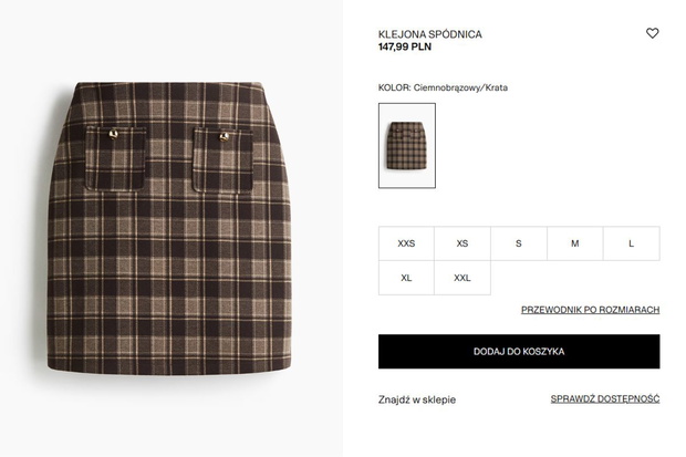 Spódnica w kratę z H&M