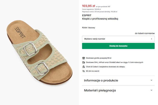 Klapki z wyprofilowaną wkładką z Deichmanna
