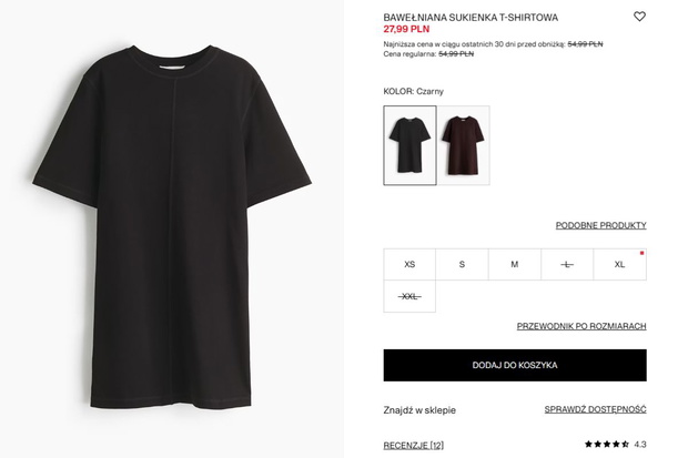 T-shirtowa sukienka z H&M