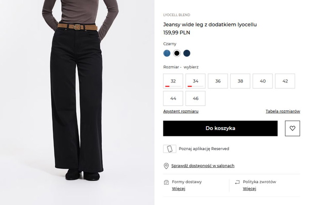 Jeansy wide leg z Reserved