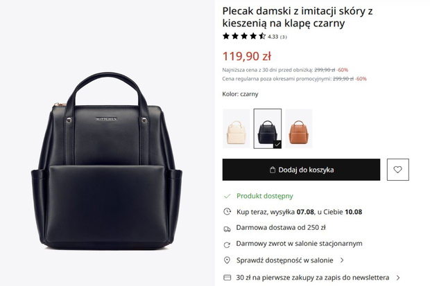 Plecak z wyprzedaży Wittchen