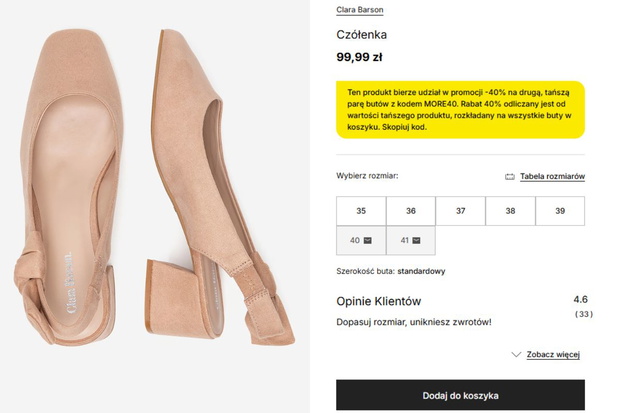 Beżowe czółenka Clara Barson z CCC