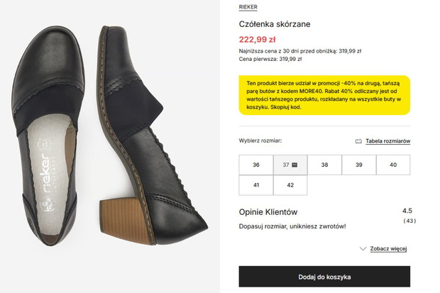 Czółenka Rieker z CCC