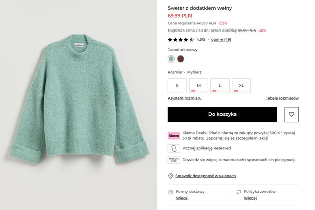 Styl skandynawski w Reserved: sweter z wełną Tiffany blue