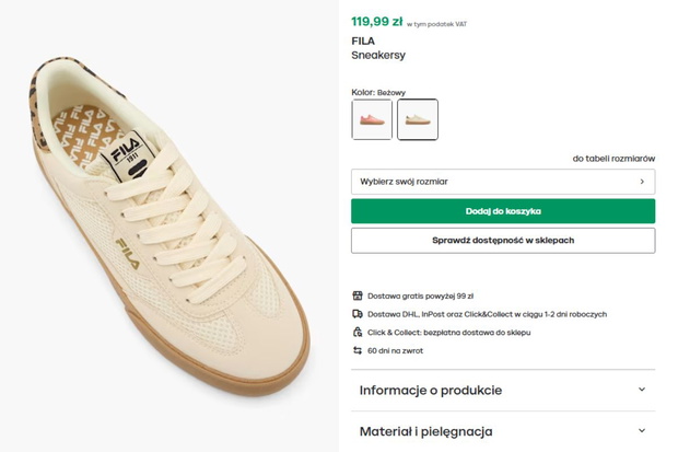 Beżowe sneakersy z Deichmanna