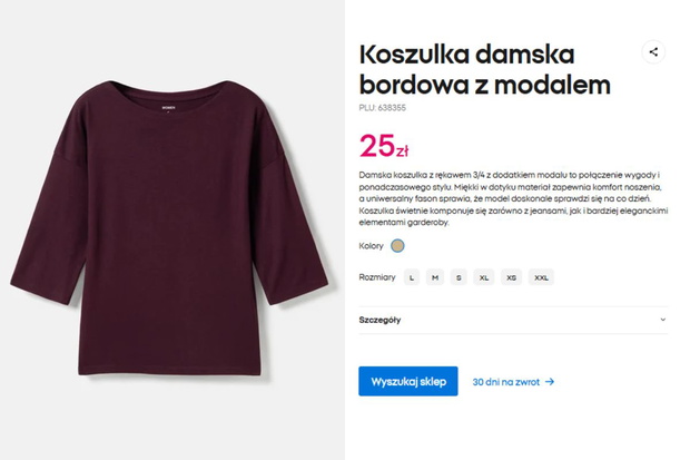 Bordowa koszulka z modalu z Pepco