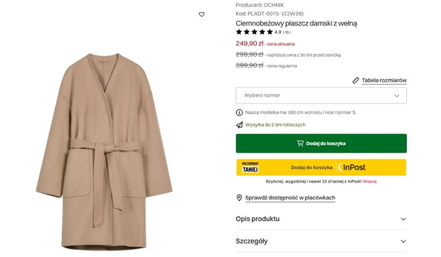 Płaszcz z wełną z Ochnik