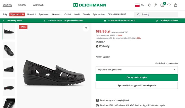 Półbuty Rieker z Deichmann