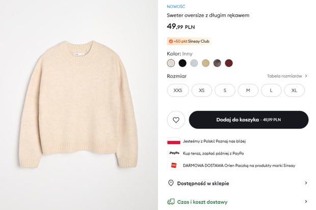Sweter oversize z Sinsay 