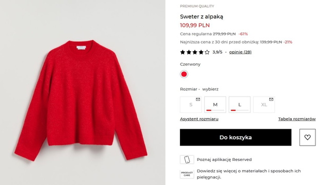 Sweter z alpaką z Reserved 