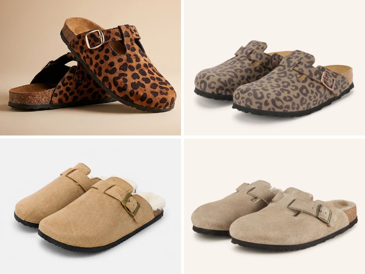 Mule z Sinsay (po lewej); Birkenstock Boston i Boston Shearling (po prawej)