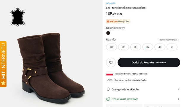 Skórzane botki z Sinsay