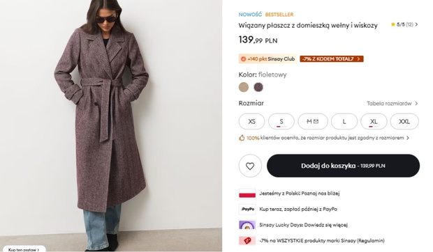 Płaszcz z Sinsay