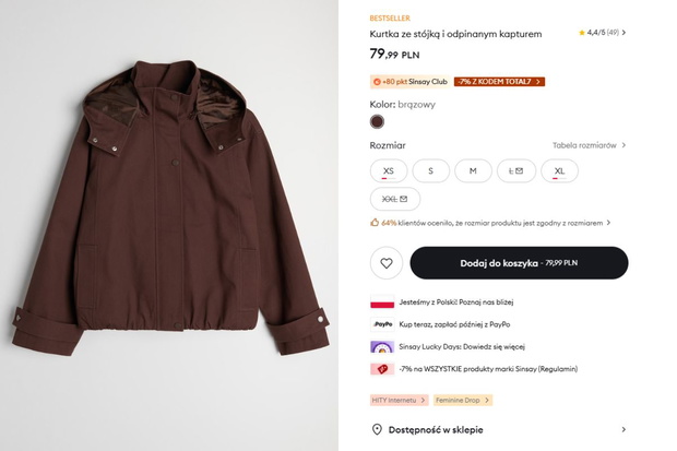 Brązowa kurtka z Sinsay