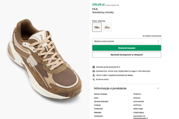 Brązowe sneakersy FILA z Deichmanna