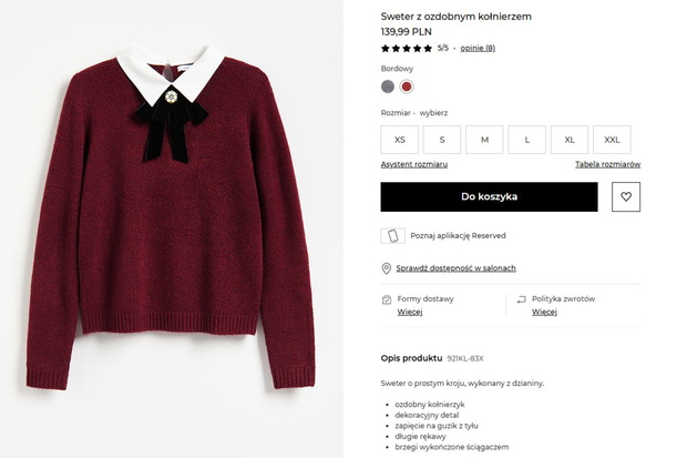 Sweter bordeaux z Reserved