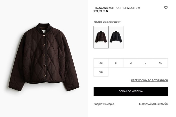 Kurtka pikowana z H&M