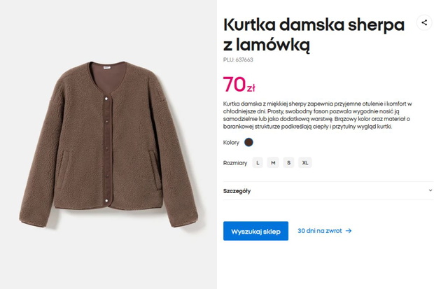Kurtka sherpa z Pepco