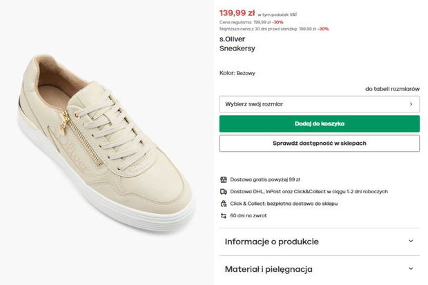 Beżowe sneakersy z Deichmanna