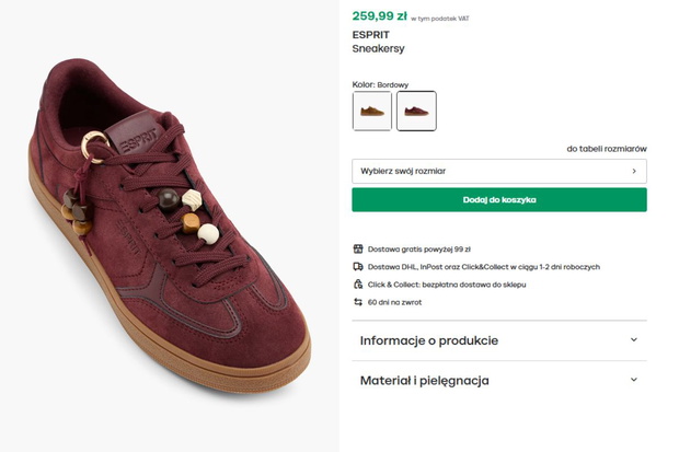 Bordowe sneakersy z Deichmanna