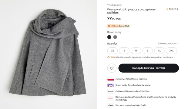 Płaszcz z Sinsay
