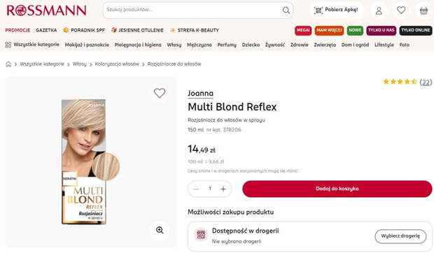 Rozjaśniacz do włosów z Rossmanna 
