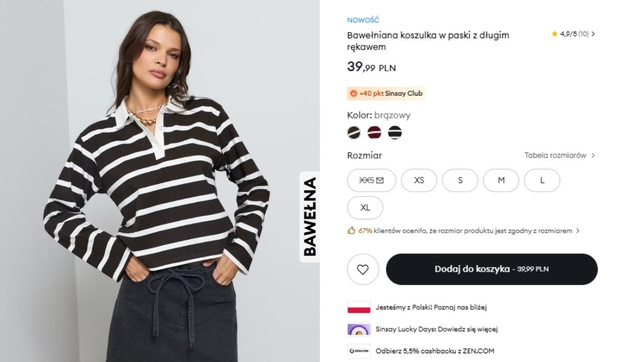 Bawełniana bluzka z Sinsay