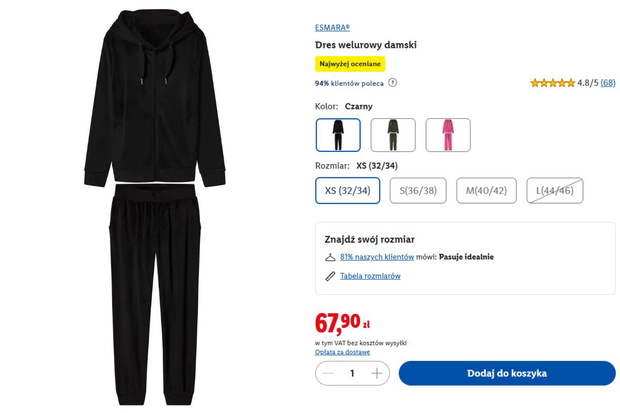 Welurowy dres z Lidla