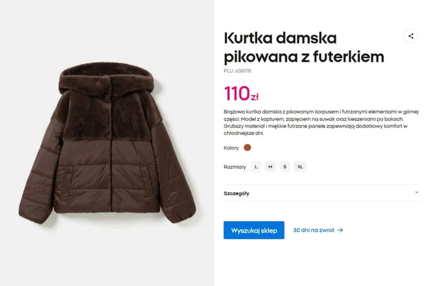 Pikowana kurtka z futerkiem z Pepco