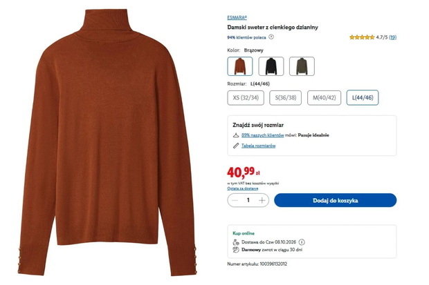 Sweter z Lidla za 40,99 zł