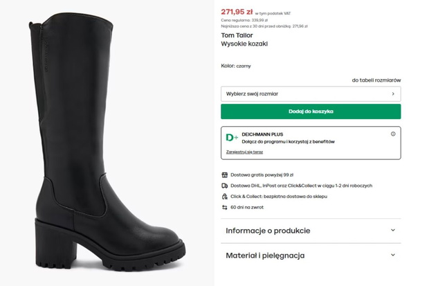 Czarne oficerki na słupku z Deichmanna