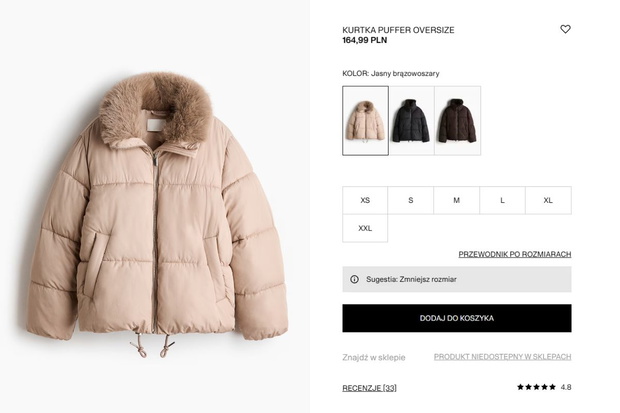 Kurtka puffer z H&M