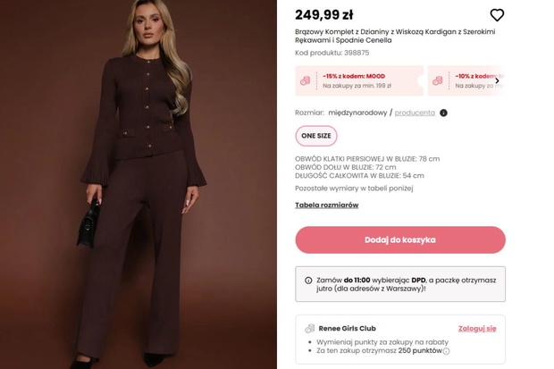 Brązowy komplet dzianinowy 