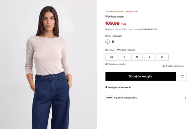 Sweter 100% merino z Mohito
