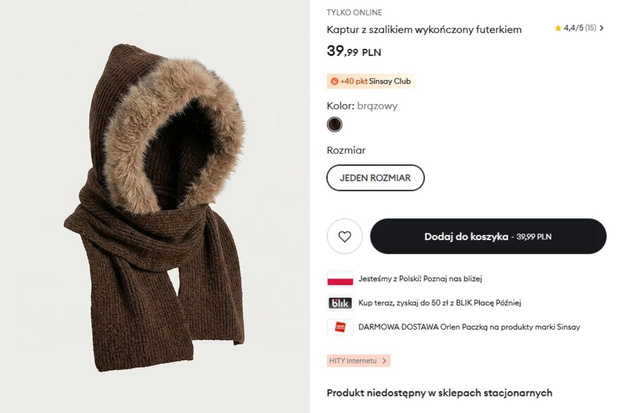 Kaptur z szalikiem Sinsay