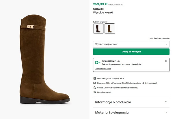 Brązowe kozaki z Deichmanna