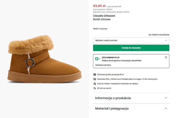 Brązowe śniegowce z Deichmanna