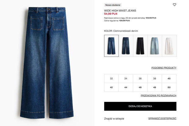 Jeansy wide leg H&M