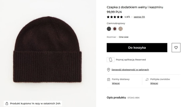 Czapka z kaszmirem i wełną