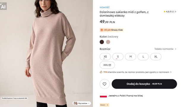 Dzianinowa sukienka z Sinsay
