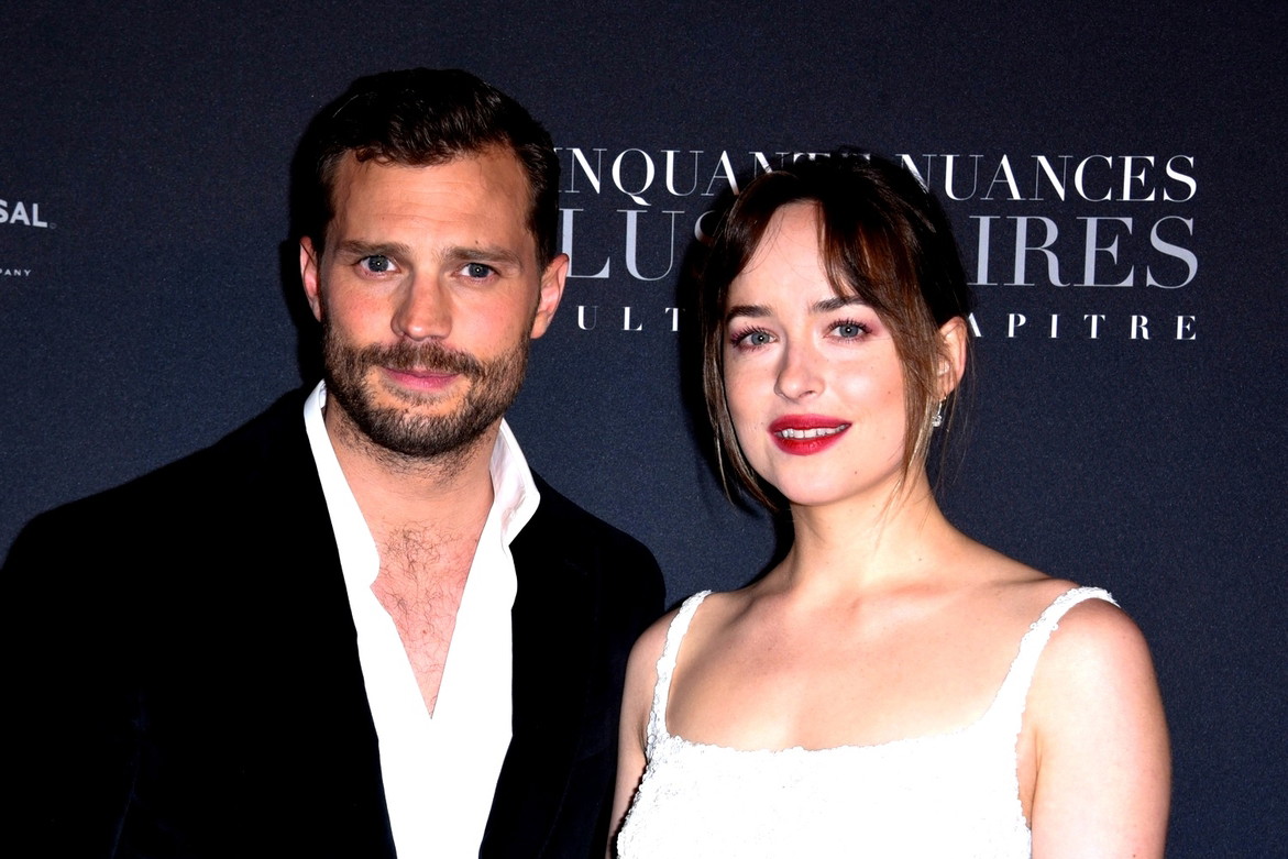 Dakota Johnson, Jamie Dornan, Christian Grey, Anastasia Steele, premiera "Nowe oblicze Greya", Paryż 2018